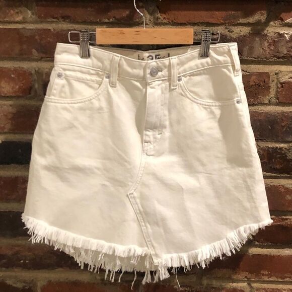 Free People White Mini Jean Skirt - SZ 25 - Picture 1 of 11